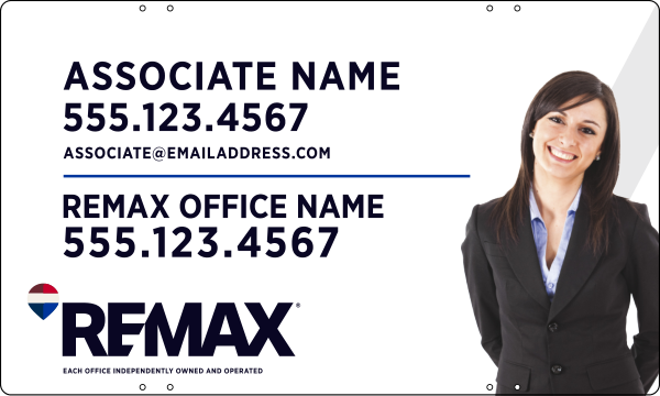 RE/MAX Reflective Associate Name w/ Cut Out Photo Sign Panel, 18"h x 30"w, Steel