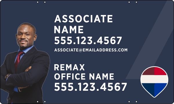 RE/MAX Reflective Associate name w/ Cut Out Photo Sign Panel, 18"h x 30"w, Steel