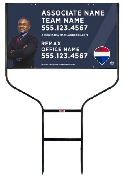 RE/MAX Round Rod Frame and Associate Team Name w/ Cut Out Photo Sign Photo Panel Unit, 18"h x 30"w, Steel