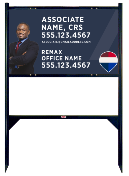 RE/MAX Angle Iron Frame and Associate Name, CRS w/ Cut Out Photo Sign Panel Unit, 18"h x 30"w, Steel
