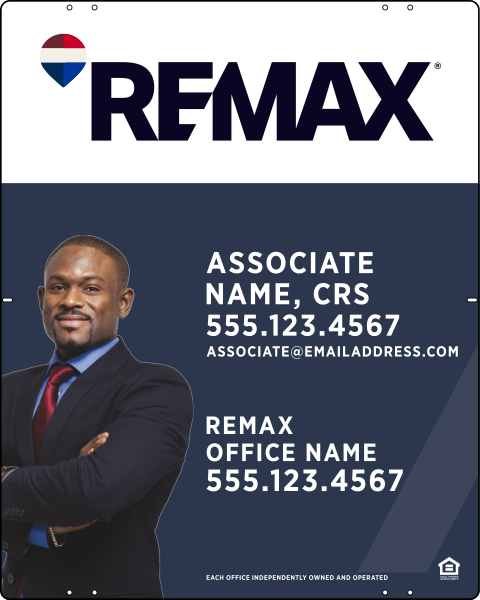RE/MAX Reflective Associate Name w/ Cut Out Photo Sign Panel, 30"h x 24"w, .040 Aluminum
