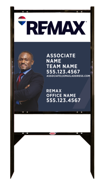 RE/MAX Angle Iron Frame and Asssociate Name, Team Name w/ Cut Out Photo Sign Unit,  30"h x 24"w, .040 Aluminum