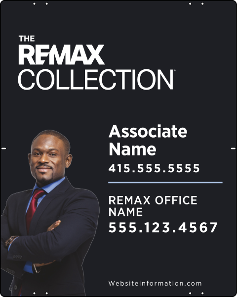 RE/MAX Collection Associate Name w/ Cut Out Photo Sign Panel, 30"h x 24"w, Steel