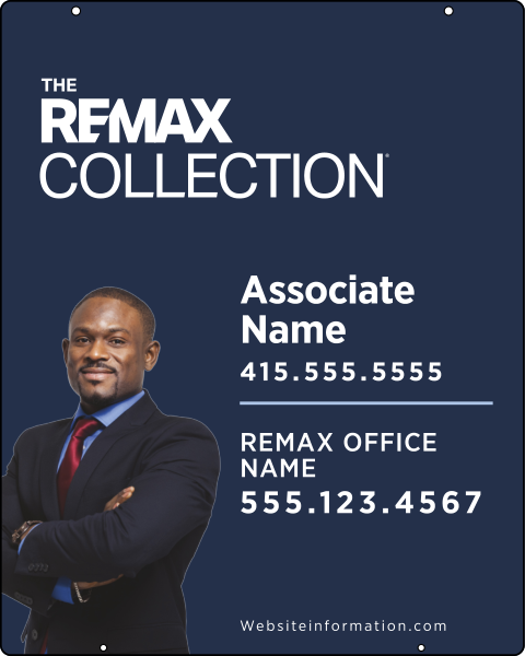 RE/MAX Collection Associate Name w/ Cut Out Photo Hanging Sign Panel,  30"h x 24"w, Steel