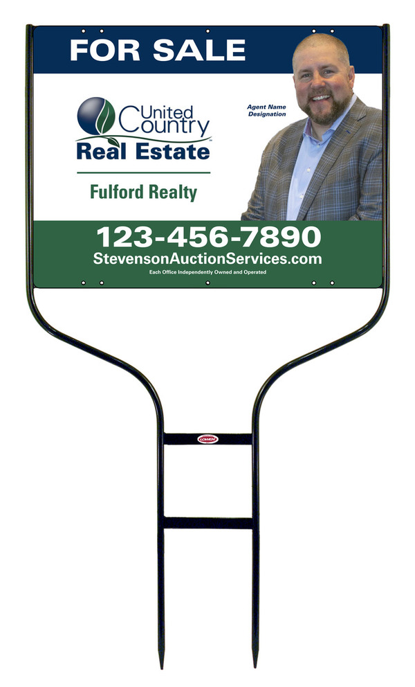 United Country Real Estate Round Rod Frame and Photo Sign Panel Unit, 18"h x 24"w, Steel