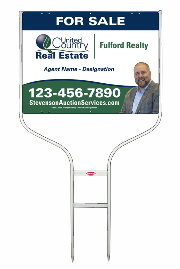 United Country Real Estate Round Rod Frame and Photo Sign Panel Unit, 18"h x 24"w, Steel