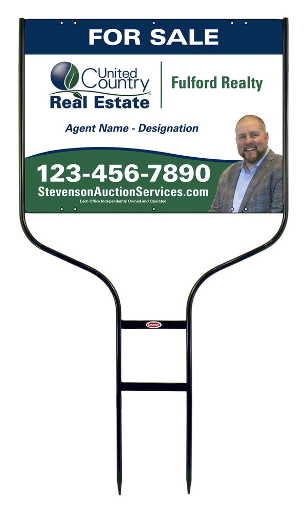 United Country Real Estate Round Rod Frame and Photo Sign Panel Unit, 18"h x 24"w, Steel