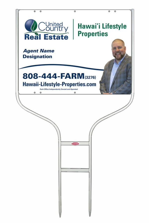 United Country Real Estate Round Rod Frame and Photo Sign Panel Unit, 18"h x 24"w, Steel