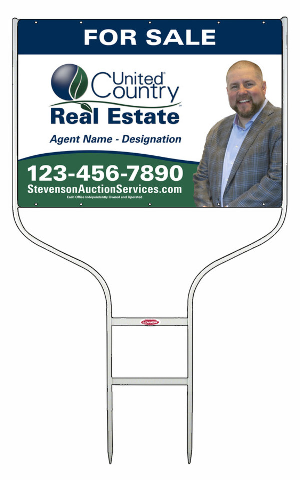 United Country Real Estate Round Rod Frame and Agent Sign Panel Unit, 20"h x 28"w, Steel
