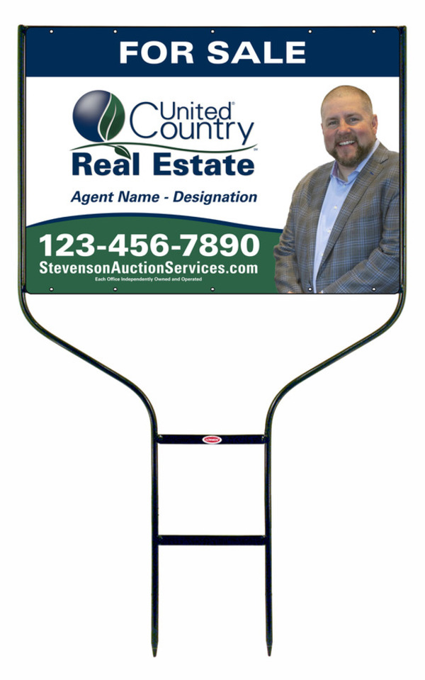 United Country Real Estate Round Rod Frame and Agent Sign Panel Unit, 20"h x 28"w, Steel