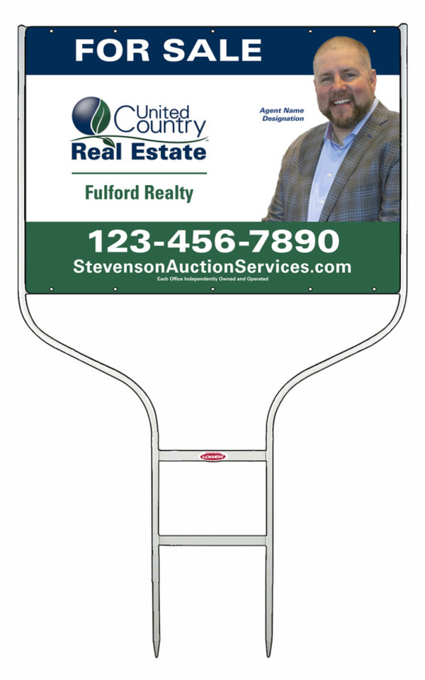 United Country Real Estate Round Rod Frame and Agent Sign Panel Unit, 20"h x 28"w, Steel