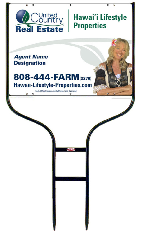 United Country Real Estate Round Rod Frame and Photo Sign Panel Unit, 18"h x 24"w, Steel