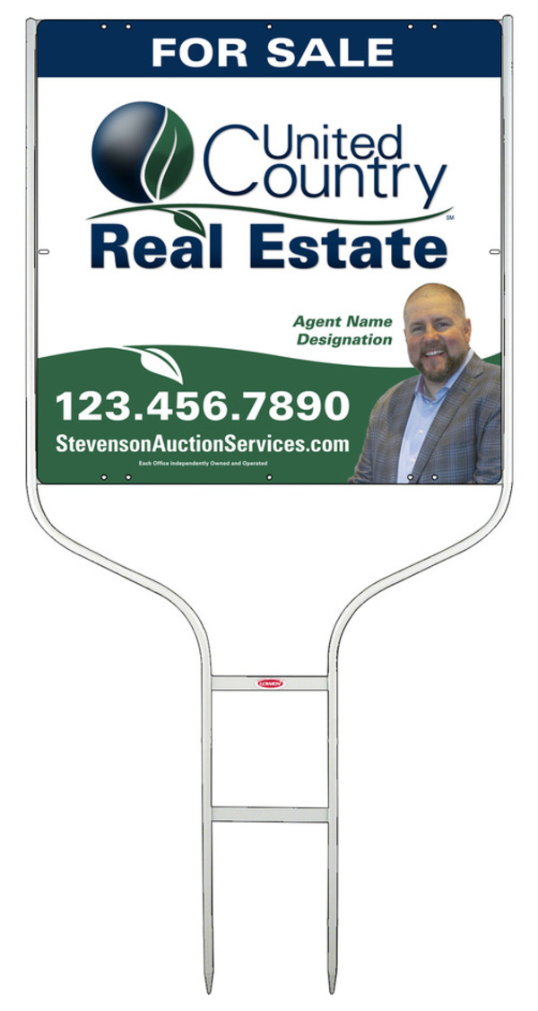 United Country Real Estate Round Rod Frame and Photo Sign Panel Unit, 24"h x 24"w, Steel