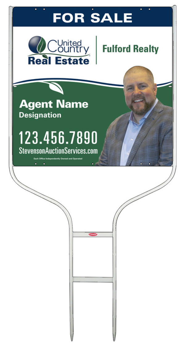 United Country Real Estate Round Rod Frame and Photo Sign Panel Unit, 24"h x 24"w, Steel