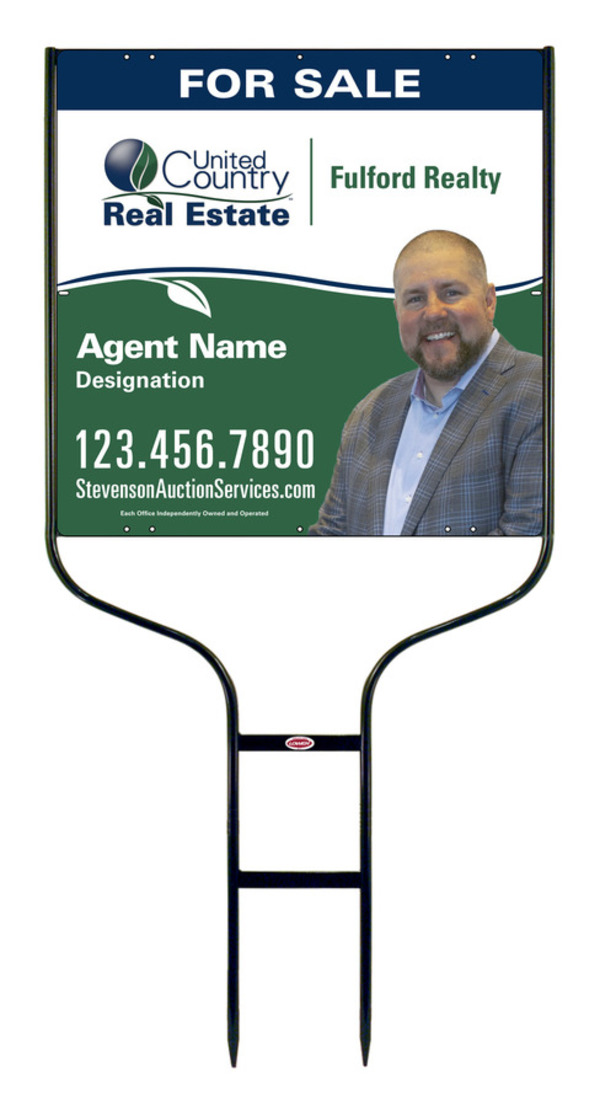 United Country Real Estate Round Rod Frame and Photo Sign Panel Unit, 24"h x 24"w, Steel