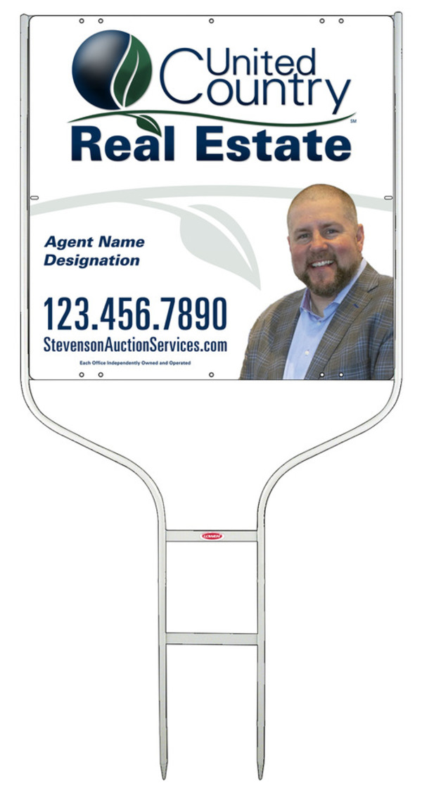 United Country Real Estate Round Rod Frame and Photo Sign Panel Unit, 24"h x 24"w, Steel
