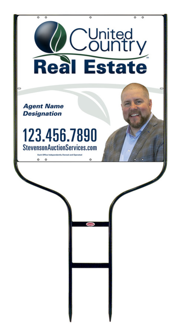 United Country Real Estate Round Rod Frame and Photo Sign Panel Unit, 24"h x 24"w, Steel