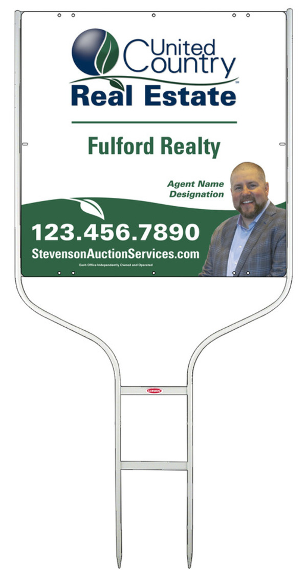 United Country Real Estate Round Rod Frame and Photo Sign Panel Unit, 24"h x 24"w, Steel