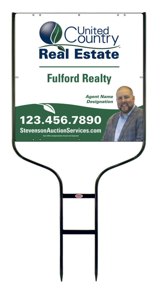 United Country Real Estate Round Rod Frame and Photo Sign Panel Unit, 24"h x 24"w, Steel