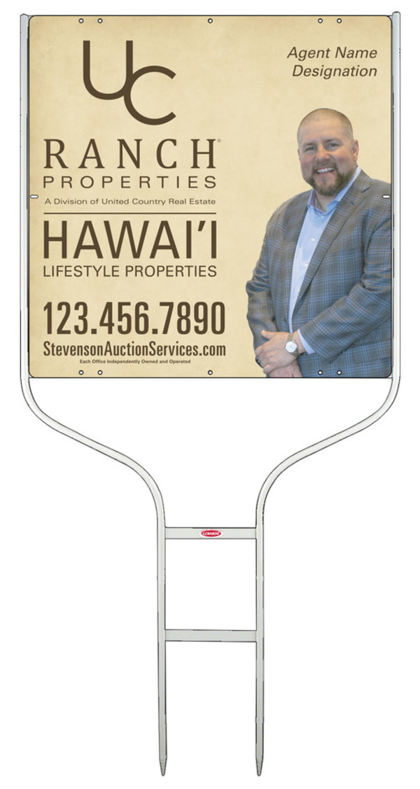 United Country Real Estate Round Rod Frame and Photo Sign Panel Unit, 24"h x 24"w, Steel