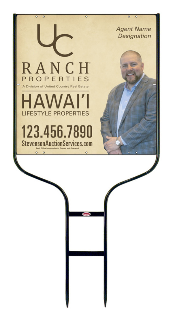 United Country Real Estate Round Rod Frame and Photo Sign Panel Unit, 24"h x 24"w, Steel