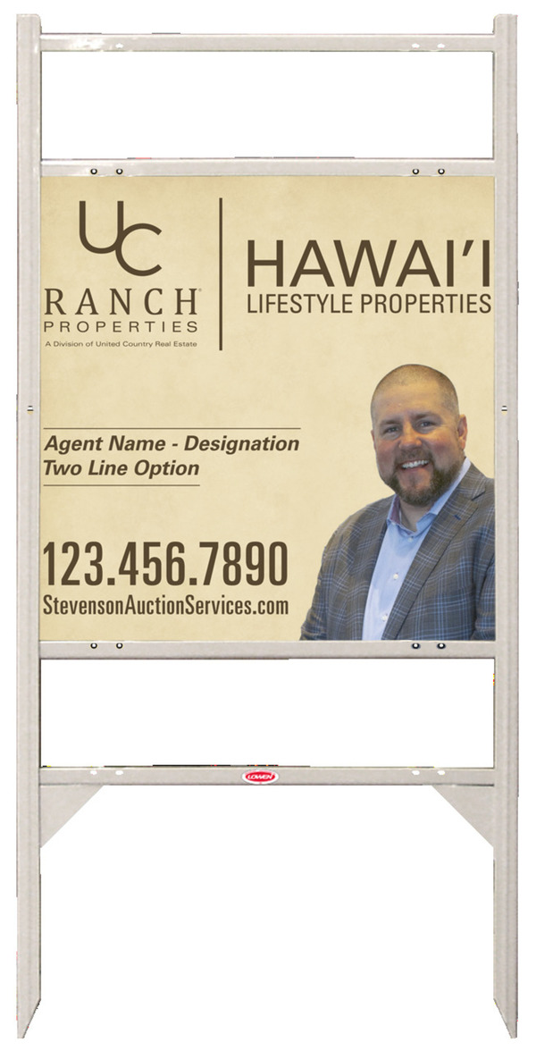 United Country Real Estate Angle Iron Frame w/ Two Rider Inserts and Photo Sign Panel Unit, 24"h x 24"w, Steel