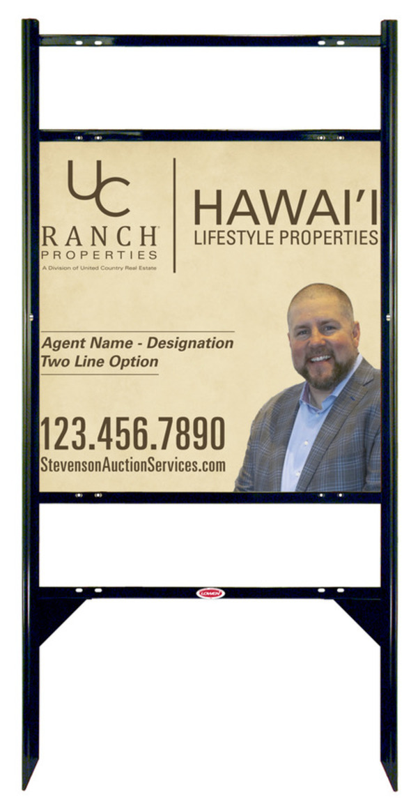 United Country Real Estate Angle Iron Frame w/ Two Rider Inserts and Photo Sign Panel Unit, 24"h x 24"w, Steel