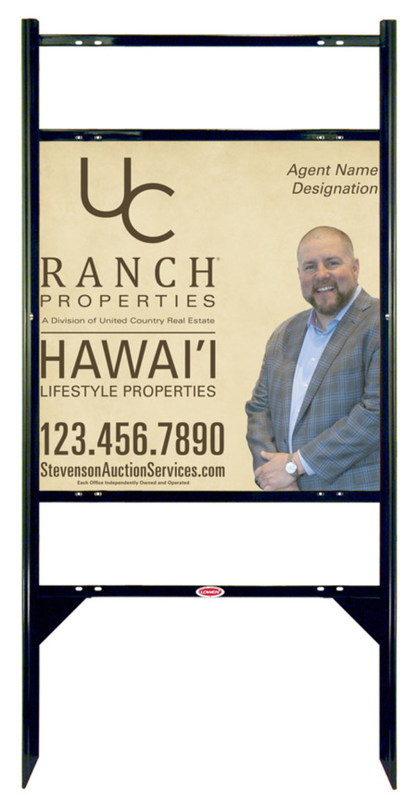 United Country Real Estate Angle Iron Frame w/ Two Rider Inserts and Photo Sign Panel Unit, 24"h x 24"w, Steel