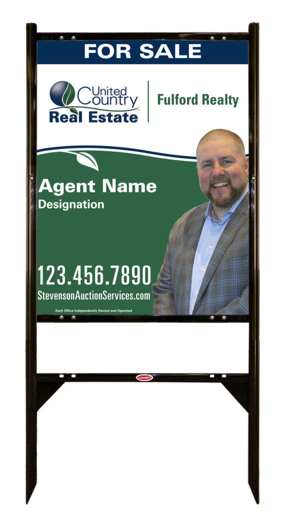 United Country Real Estate Angle Iron Frame and Photo Sign Panel Unit, 30"h x 24"w, Steel