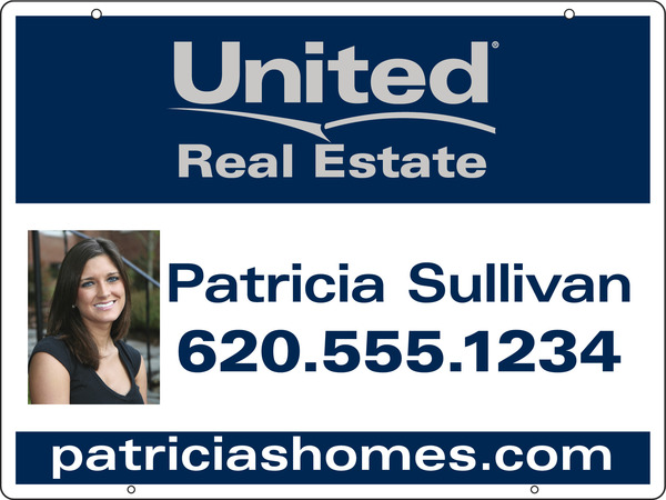 Real Estate Hanging Sign Panel With Grommets, 24GA Steel 18"H X 24"W