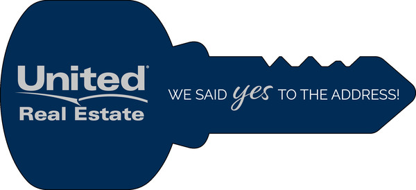 United Real Estate Key Shaped Sign Panel, 16"h x 35"w, 4mm Corrugated Plastic
