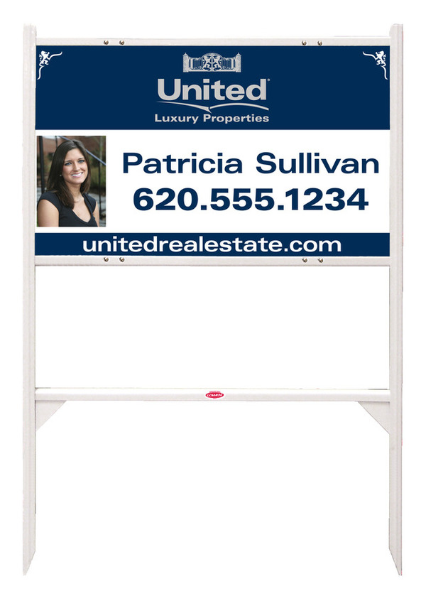 Angle Iron Frame And Agent Photo Luxury Properties Sign Panel Unit, 18"H X 30"W, Steel