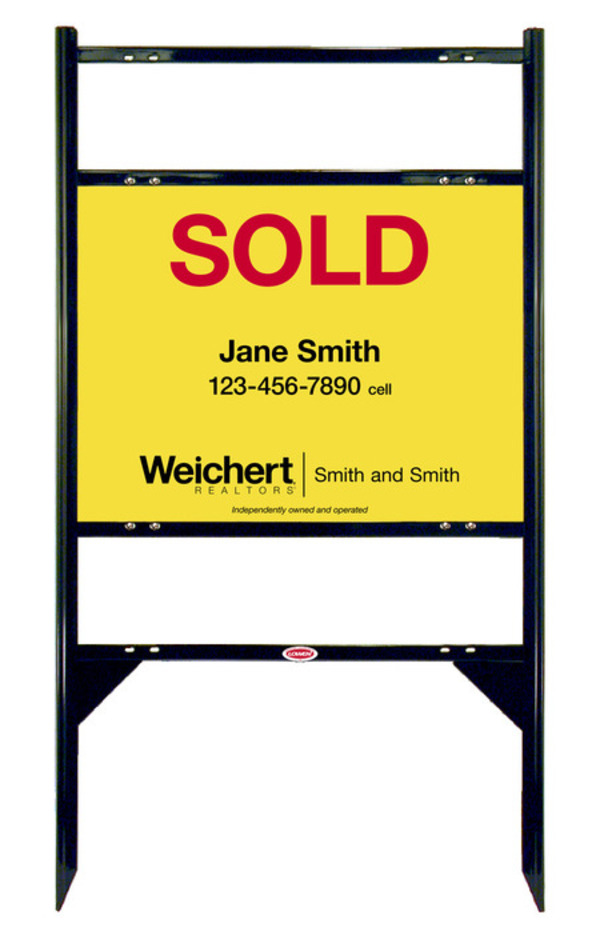 Angle Iron Frame And Agent Sign Panel Unit With 2 Rider Inserts, 18"H X 24"Wj, Steel