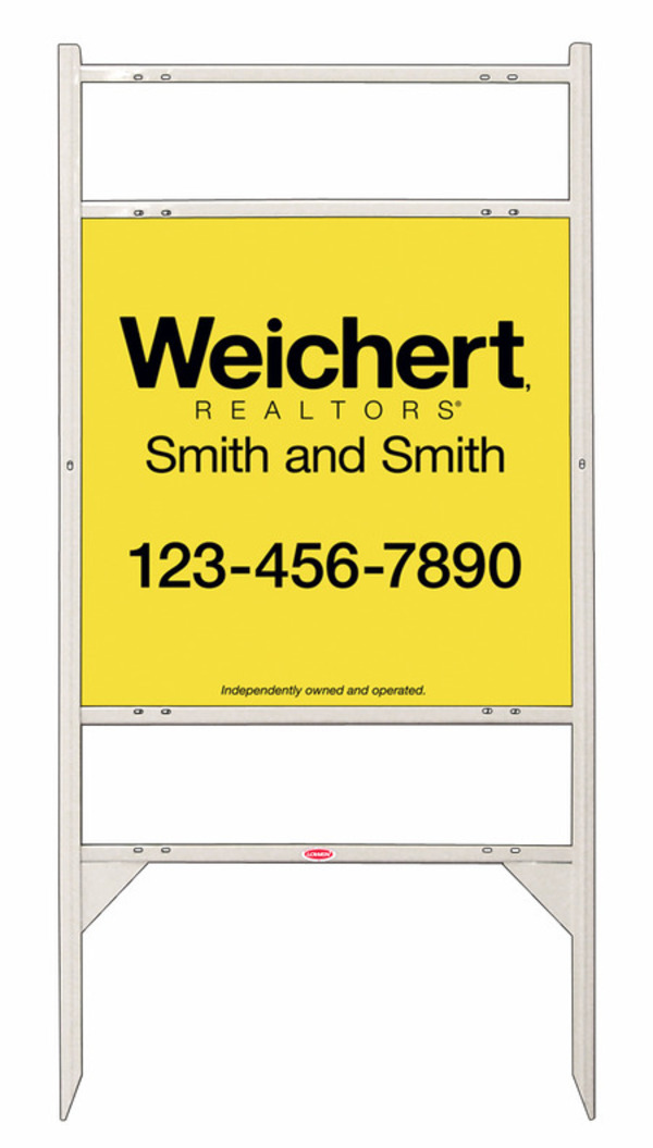 Angle Iron White Frame With Two Rider Inserts And Sign Panel Unit, 24"H X 24"W