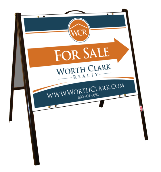 Worth Clark Angle Iron A-Frame and For Sale Sign Panel Unit, 18"h x 24"w, .050 Poly