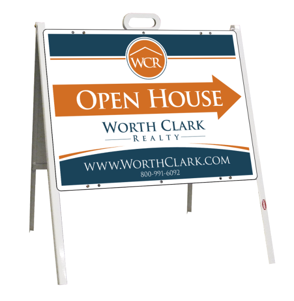 Worth Clark A-Frame and Open House Sign Panel Unit, 18"h x 24"w, Steel