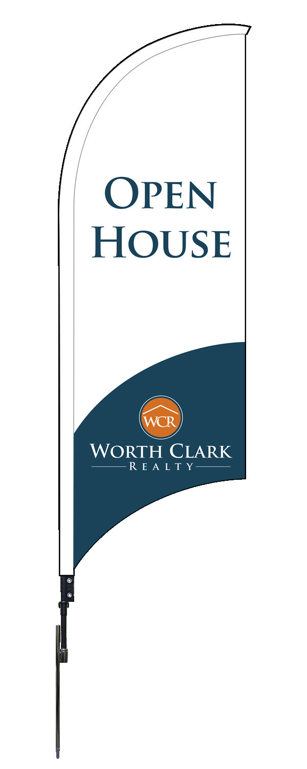 Worth Clark Real Estate Open House Feather Flag and Pole, 9-Foot - Single Face