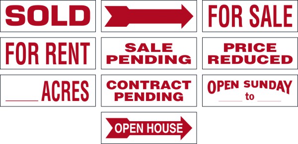 Real Estate Message Sign Rider, 10mm Corrugated Plastic 6h x 18w