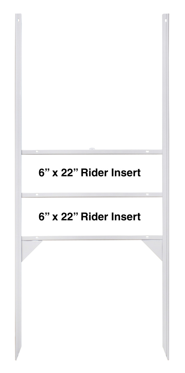 Angle Iron H-Frame with (2) 6h x 22w Rider Inserts (TH) White, 30h x 22w