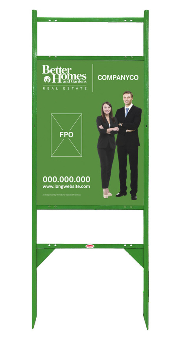 Angle Iron Frame with Two Rider Inserts and Sign Panel Unit, 24h x 18w, Green