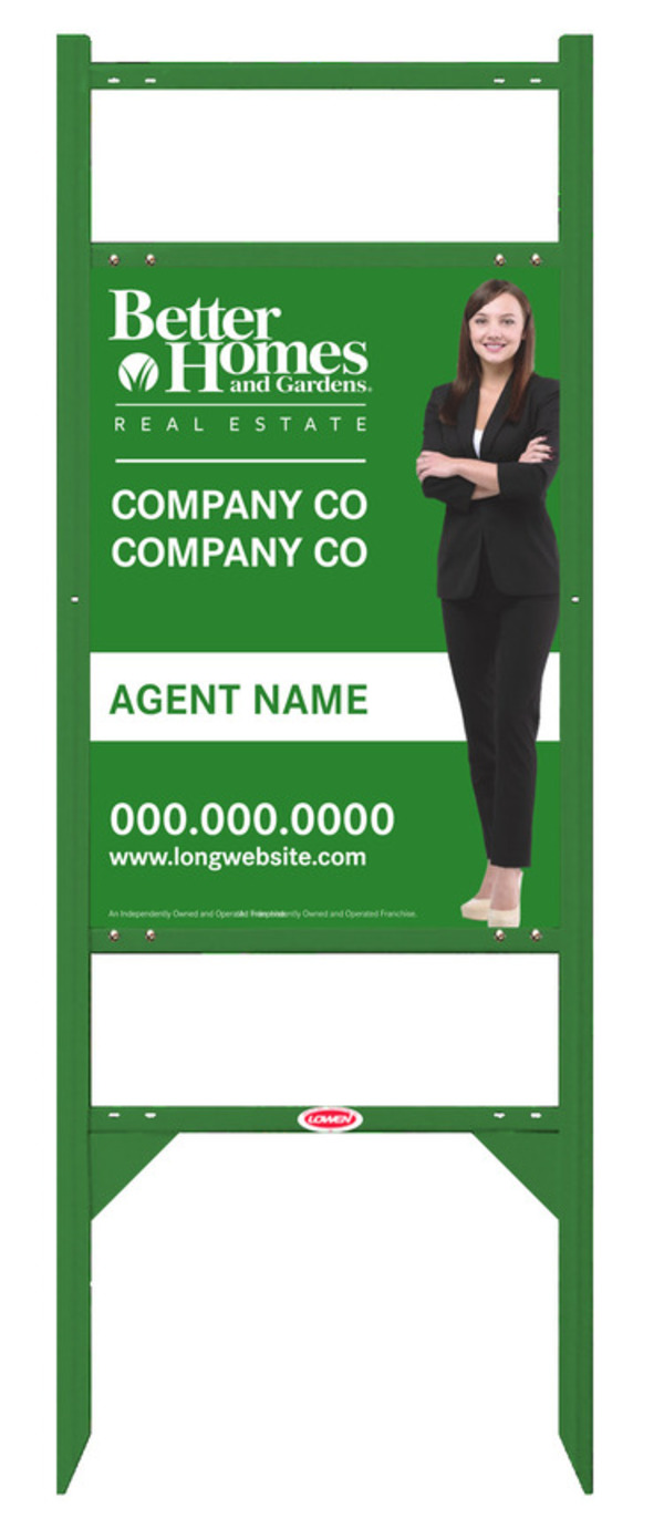 Angle Iron Frame with Two Rider Inserts and Sign Panel Unit, 24h x 18w, Green