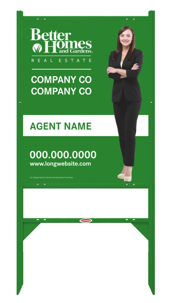 Angloe Iron Frame and Sign Panel Unit, 30h x 24w, Green