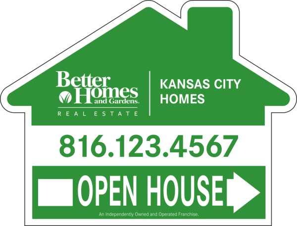 Directional OPEN HOUSE House Shape Sign Panel, 18h x 24w, 4mm Corrugated