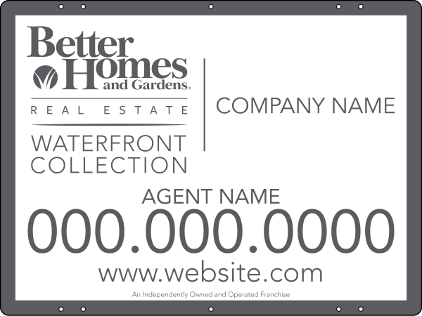 Waterfront Collection Agent sign panel, 24 GA steel 18h x 24w