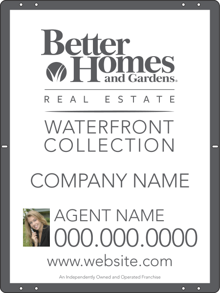 Waterfront Collection real estate photo sign panel, 24 GA steel 24h x 18w