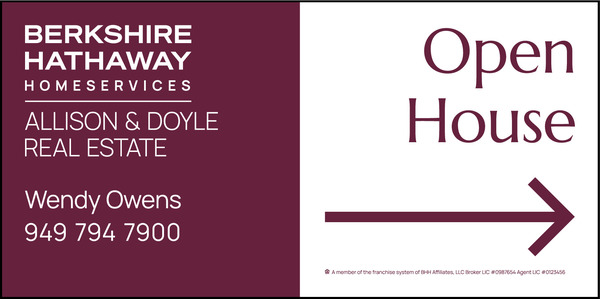 Agent Open House Sign Panel, 12h x 24w, 4mm Corrugated Plastic