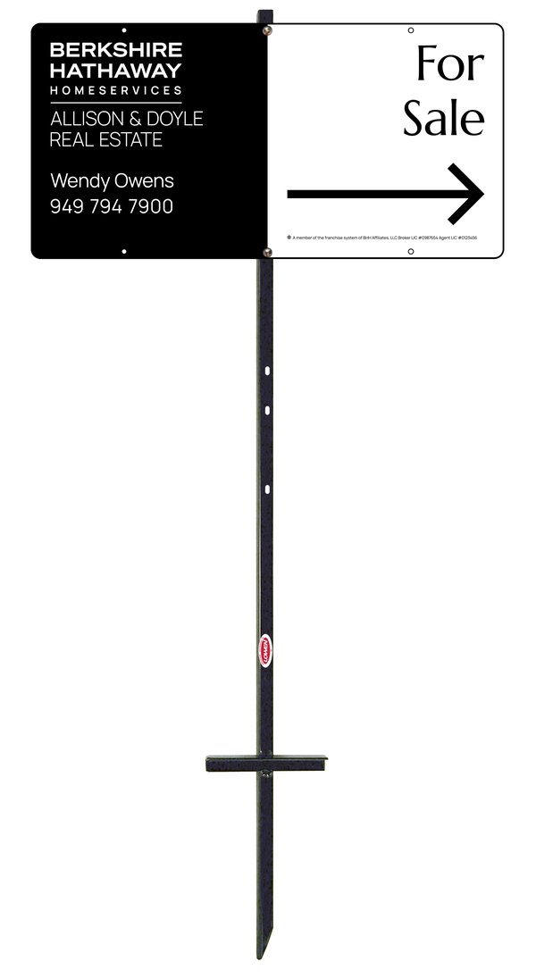 Angle Iron Stake and Agent For Sale Sign Panel Unit, 12h x 24w, Steel