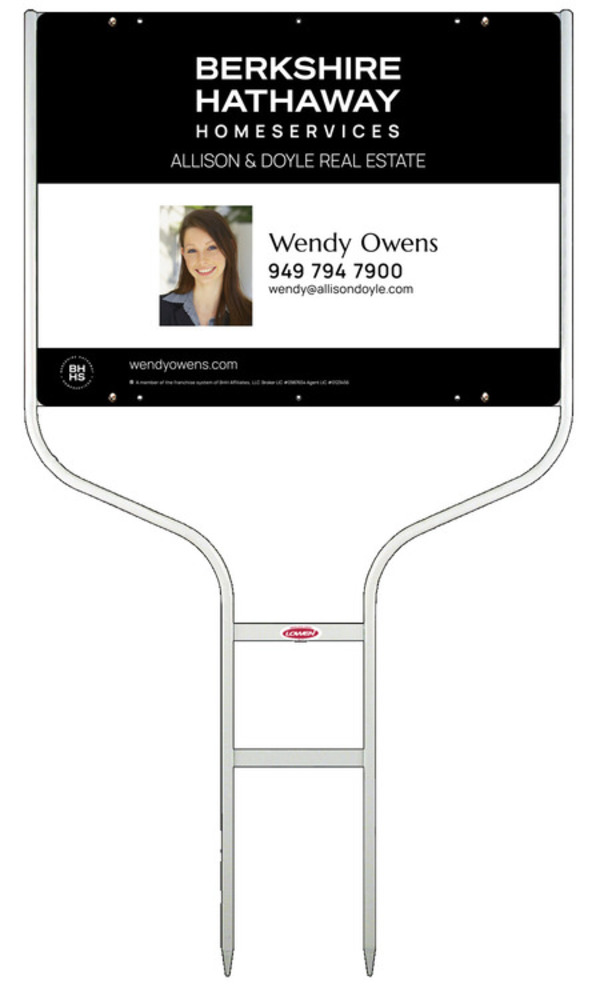 Round Rod Frame and Agent Photo Sign Panel Unit, 18h x 24w, Steel