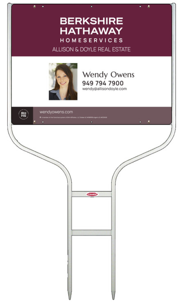 Round Rod Frame and Agent Photo Sign Panel Unit, 18h x 24w, Steel