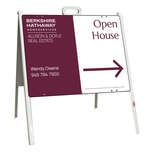 A-Frame and Agent Open House Sign Panel Unit, 18h x 24w, Steel